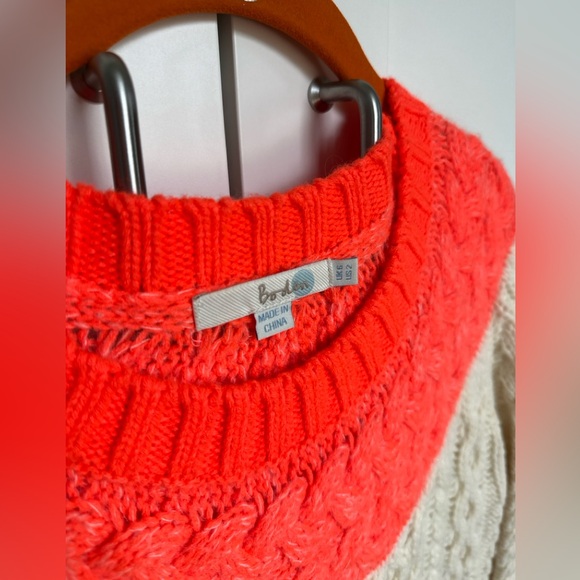 Boden Long Cream and Orange Cable Knit Sweater - Picture 11 of 16